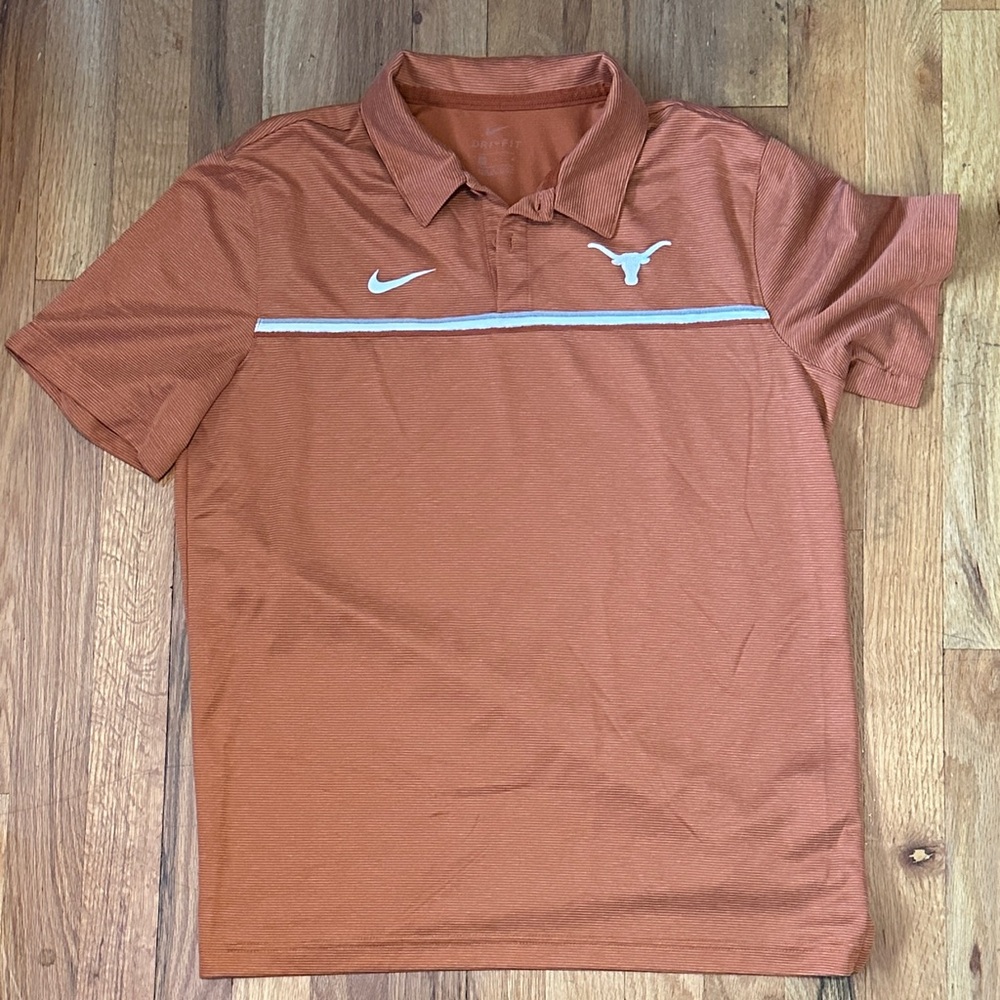 Nike Men’s Texas Orange Polo with White Longhorn & Stripe